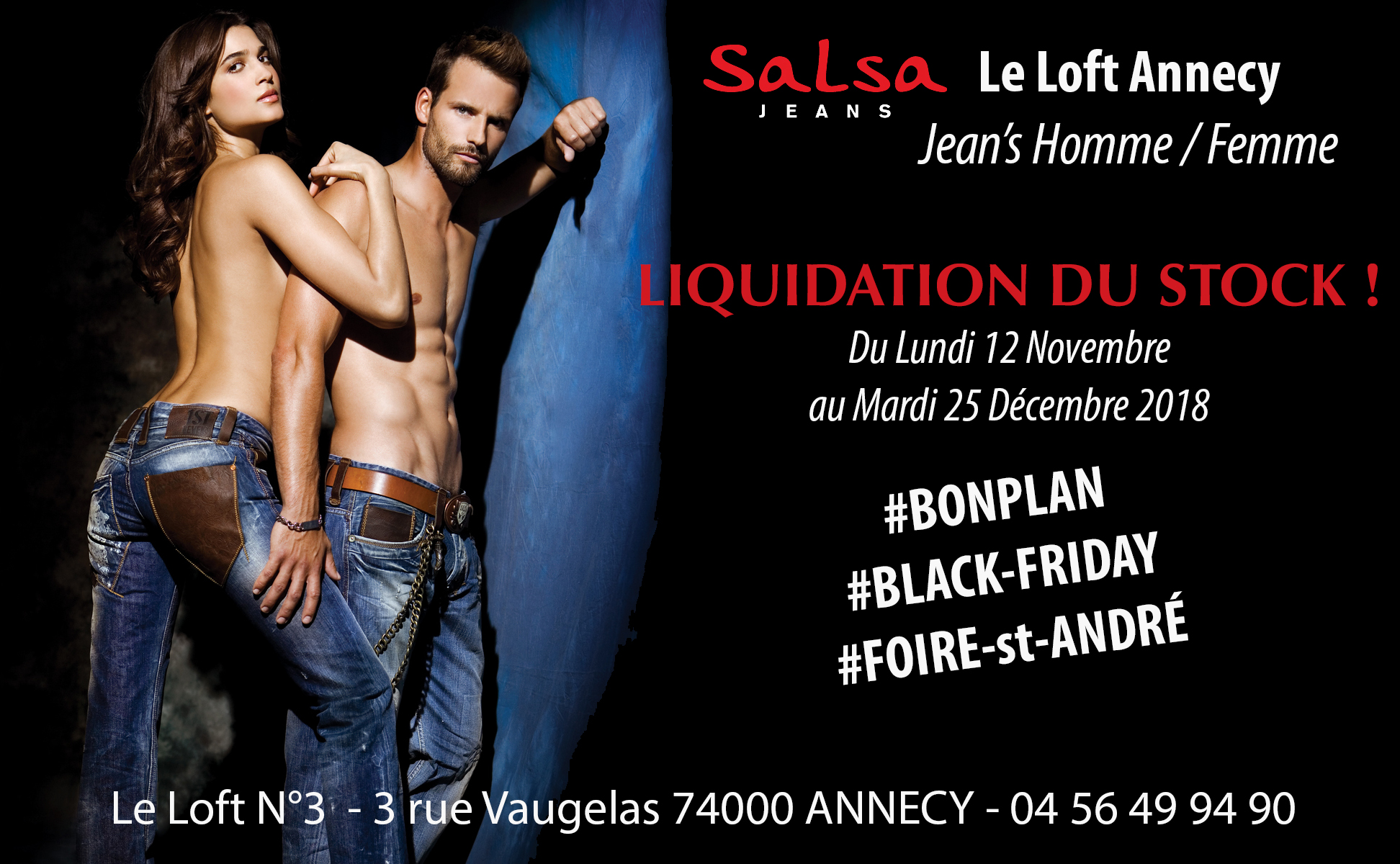 Grosse liquidation de Jeans "Salas" à Annecy avant les fêtes !