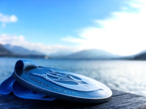Médaille de Stéphane Tourreau,vice-champion du monde en 2016, sur les bords du Lac d'Annecy