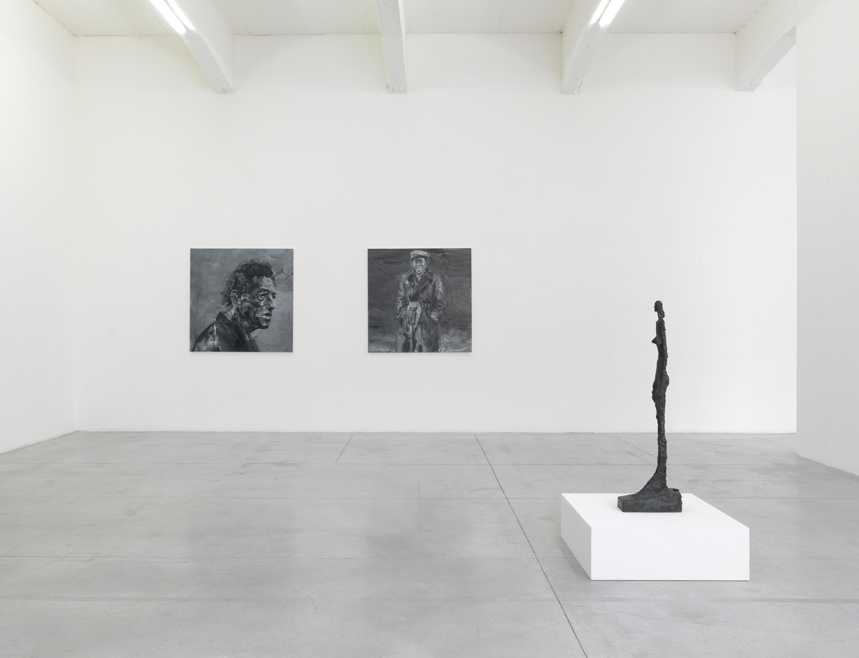 Yan Pei-Ming. Alberto Giacometti 2017. L'unique portrait-On Kawara 2017. A. Giacometti Femme de VeniseV 1956. Centre POmpidou (Photo André Morin) Yan Pei-Ming. Alberto Giacometti 2017. L'unique portrait-On Kawara 2017. A. Giacometti Femme de VeniseV 1956. Centre POmpidou (Photo André Morin)