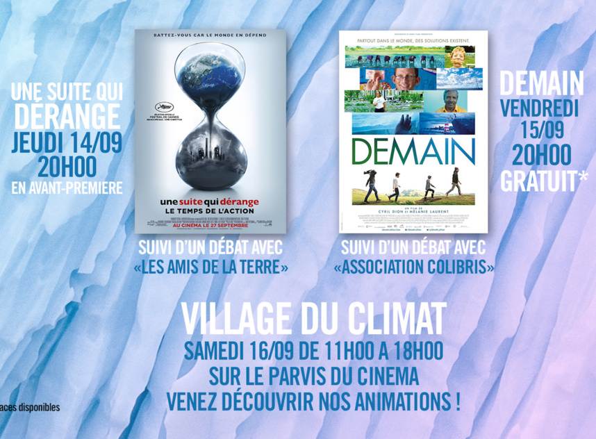 Cinémas Pathé Annecy, trois jours pour le climat et l’environnement, du 14 au 16 septembre 2017 Cinémas Pathé Annecy, trois jours pour le climat et l’environnement, du 14 au 16 septembre 2017
