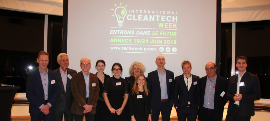 Denis Horeau et une partie de l'équipage - Cleantech week - Palace Imperial Annecy - 2018 Denis Horeau et une partie de l'équipage - Cleantech week - Palace Imperial Annecy - 2018