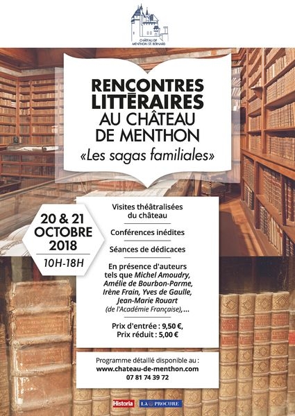 Affiche Rencontres littéraires au Château de Menthon « Les sagas familiales » Affiche Rencontres littéraires au Château de Menthon « Les sagas familiales »