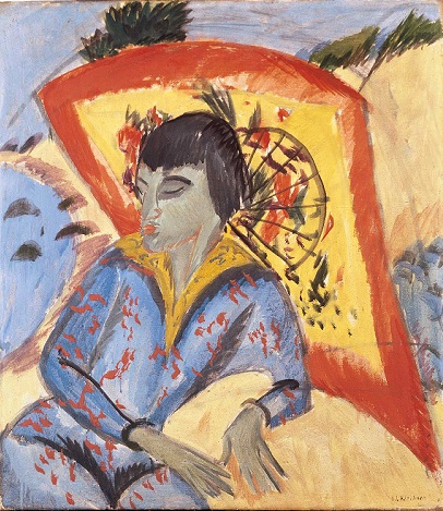 L. Kirchner Erna avec parapluie japonais. 1913. © Jörg Müller