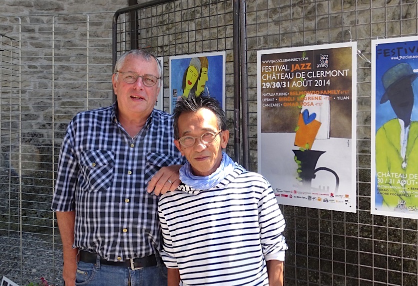 Avec Minh Tran qui crée les affiches du Festival depuis 20 ans @Festival de Jazz à Clermont-en-Genevois 2019