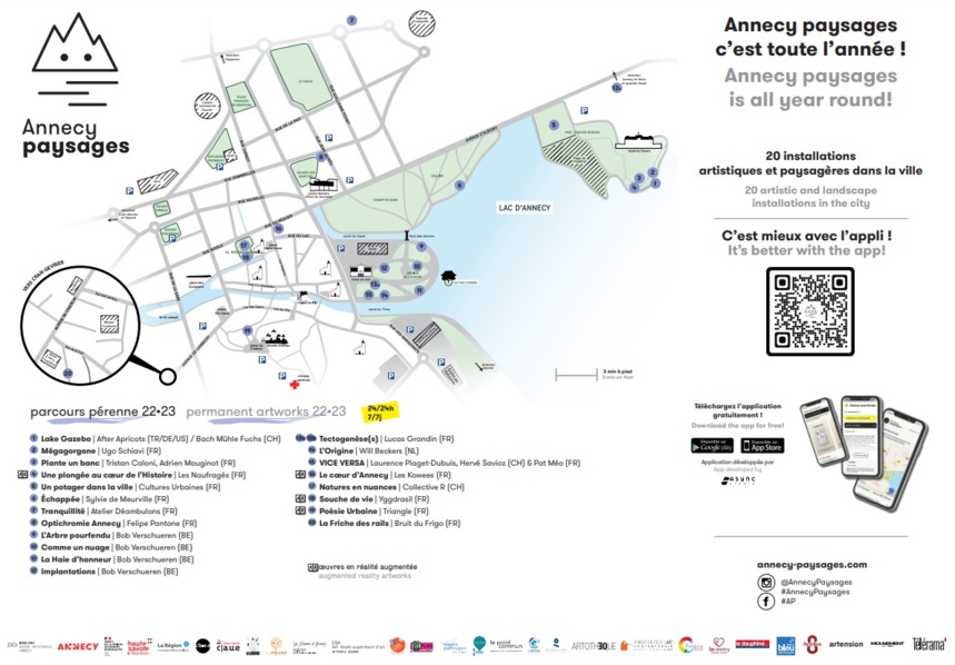 carte géographique des œuvres d’Annecy Paysages 2023  Annecy Paysages