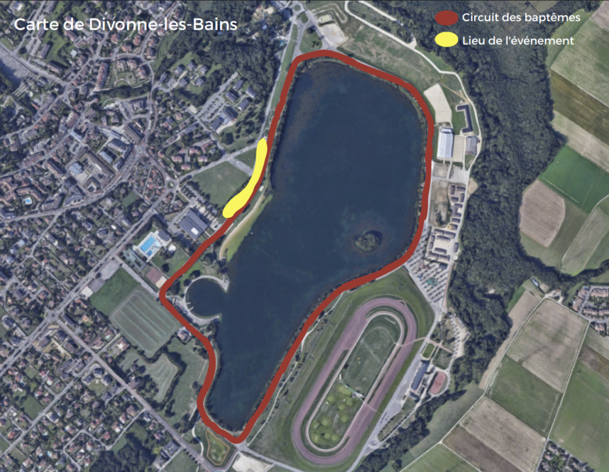 Carte du circuit des baptêmes et du lieu de l'événement