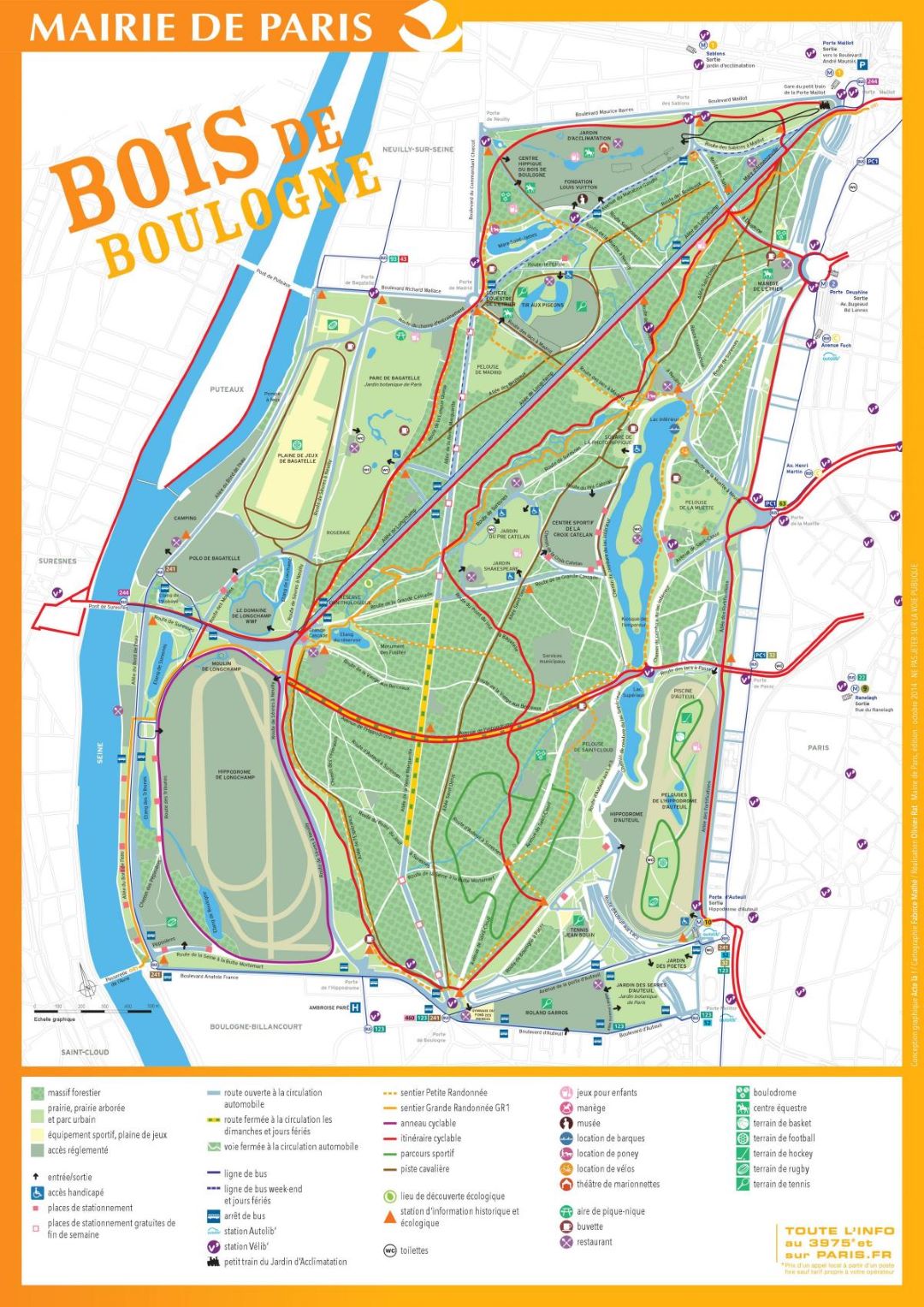 Plan du bois de Boulogne © Marie de Paris