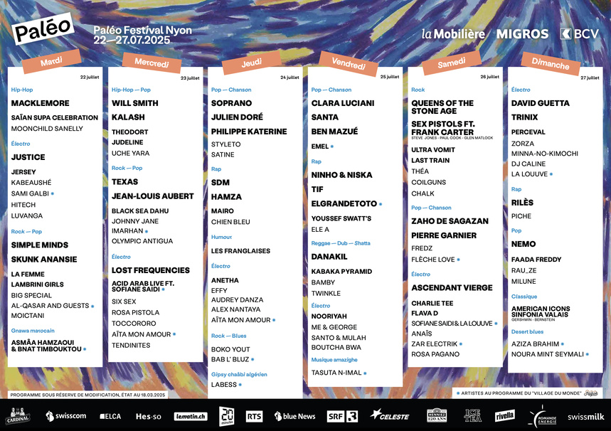 Programmation Paléo Festival 2025 Programmation Paléo Festival 2025