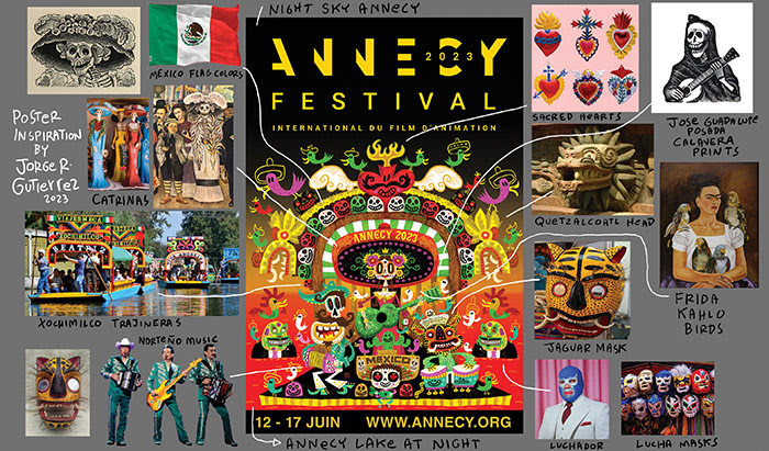 Jorge R. Gutierrez explique que l'affiche du Festival International du Film d'Animation d'Annecy 2023