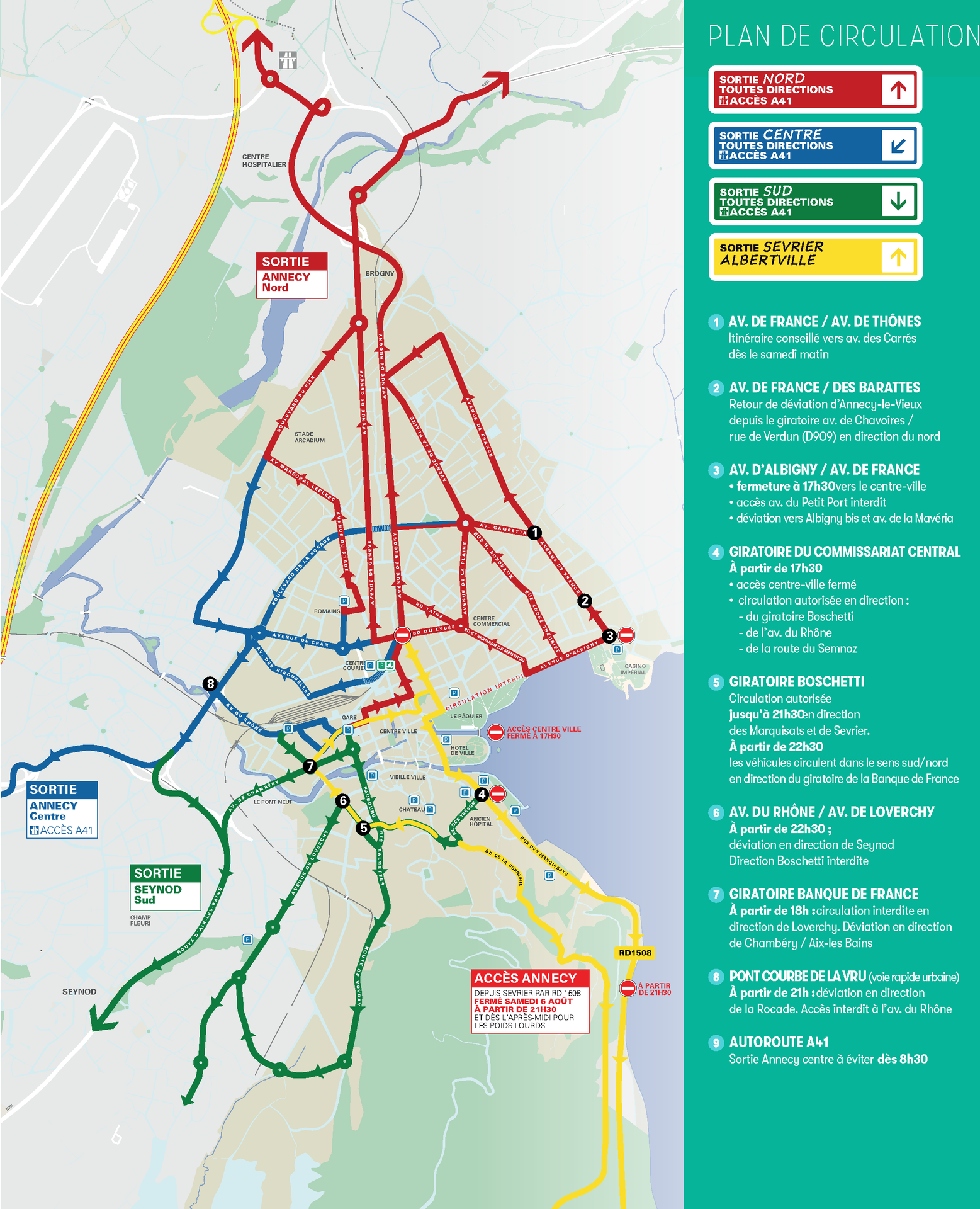 Plan de circulation Fête du Lac d'Annecy 2023