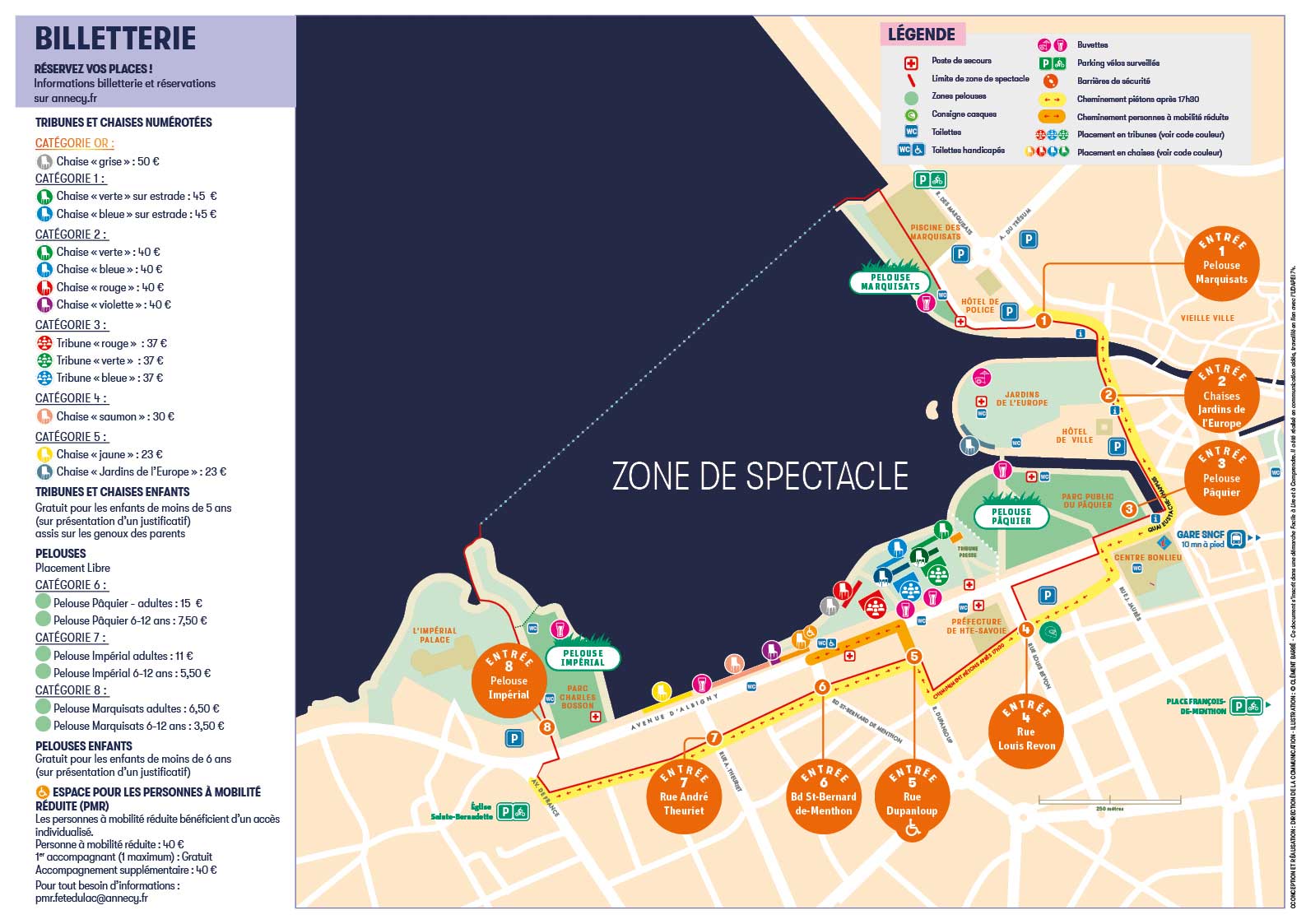 Plan et Zone du Spectacle Fête du Lac d'Annecy 2023